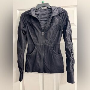 Lululemon Dance Studio Womens Black/Gray Zip Up Hooded Jacket Stretch Size 6